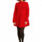 Pulover pentru femei, tricotat, lung, asimetric, rosu - 30046