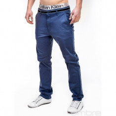 Pantaloni pentru barbati, bleumarin, slim fit, casual, elastici - p156 foto