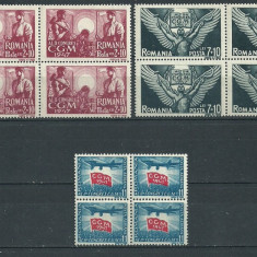 Romania 1947 – AL DOILEA CONGRES CGM, blocuri de 4 nestampilate, F144