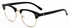 Ochelari - Rame cu lentile transparente Retro Negre cu Auriu foto