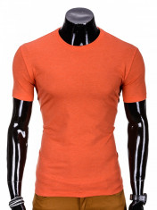 Tricou pentru barbati, portocaliu simplu, slim fit, mulat pe corp, bumbac - S620 foto