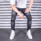 Blugi pentru barbati, negri, slim fit, conici, casual, skinny, rupturi decorative - 0048