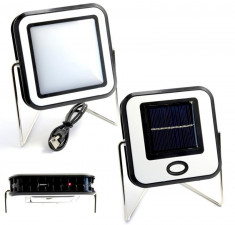 Proiector COB LED 10W Alb Rece Panou Solar USB portabil foto