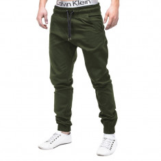 Pantaloni pentru barbati, verde, casual, cu banda jos, siret - P205 foto