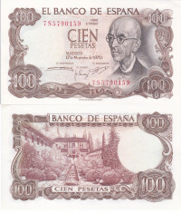 SPANIA 100 pesetas 1970 UNC!!! foto