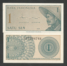 INDONESIA INDONEZIA 1 SEN 1964 UNC [1] P-90a , necirculata foto