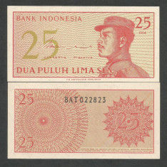 INDONESIA INDONEZIA 25 SEN 1964 UNC [1] P-93a , necirculata foto