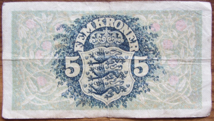 SV * Danemarca FEM KRONER / 5 COROANE 1942 * WWII