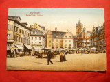 Ilustrata Dormstadt - Piata Centrala cu Primaria-Germania , inc.sec.XX, Circulata, Printata