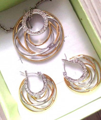 LICHIDARE STOC-Set bijuterii dama--placat cu aur alb si galben de 18k,Swarovski foto