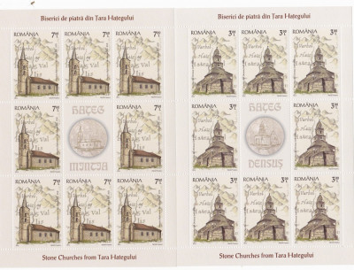 BISERICI DIN TARA HATEGULUI,MINISHEET,2012,MNH, ROMANIA. foto