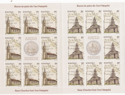 BISERICI DIN TARA HATEGULUI,MINISHEET,2012,MNH, ROMANIA. foto