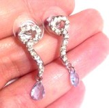 Cercei albastrii - placati cu aur ALB 18k si cristale swarovski martisor