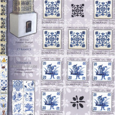 CERAMICA ,ROMANIA-PORTUGALIA EMISIUNE COMUNA ,MINISHEET,GOLD,2010,MNH, ROMANIA.