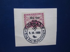GERMANIA SUDETENLAND PE FRAGMENT DE HIRTIE STAMPILAT