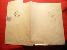 Plic circulat cu 3 Bani Cifra in 4 colturi ,violet circ. 1873 foto