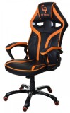 Scaun Gaming Birou Gran-Racer Negru-Portocaliu, Suport Lombar, Piele Eco, Mecanism Tilt, Reglabil, 150kg