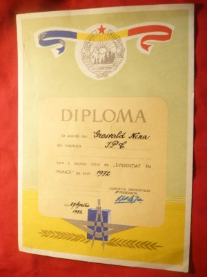 Diploma- Evidentiat in Munca la IPC - 1972 foto