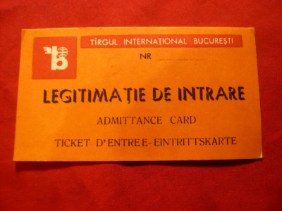 Legitimatie Intrare Targul International Bucuresti -Firma Bosh foto