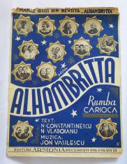 (T) Partitura muzicala veche 1934 Alhambritta - Rumba Carioca, interbelica foto