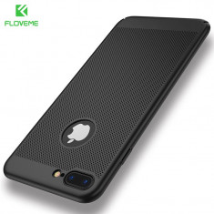 Carcasa protectie FLOVEME pentru iPhone 7 Plus, mata, neagra, protectie camera foto