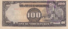 OCUPATIA JAPONEZA IN FILIPINE 100 pesos 1943 VF+++!!! foto