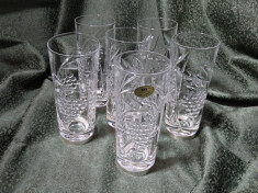 SET SASE PAHARE CRISTAL GRAVAT MANUAL SI ARGINT 925. ITALY foto