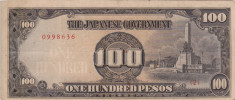 OCUPATIA JAPONEZA IN FILIPINE 100 pesos 1943 VF!!! foto