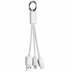 Cablu de incarcare 2A 2in1 micro USB + mufa lightning pt iPhone - lungime 15cm foto