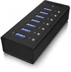 Icy Box 7 x Port USB 3.0 Hub with USB charge port, Black foto