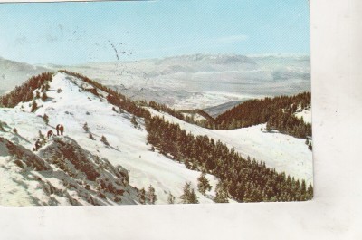 bnk cp Masivul Postavarul - Vedere spre Muntii Bucegi - circulata foto