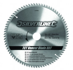 Disc pentru lemn TCT 80T0 ? , 250 x 30 - 25, 20, 16mm , 80T , Silverline TCT Veneer Blade 80T foto