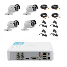 Kit complet 4 camere supraveghere exterior Hikvision Turbo HD foto