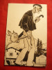 2 Carti Postale - Caricaturi - Figuri din Tara Bascilor -Franta , 1937, Necirculata, Printata