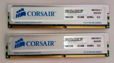 Kit CORSAIR XMS 2GB (2 x 1GB), DDR1,400 Mhz (PC 3200) Dual Channel. foto