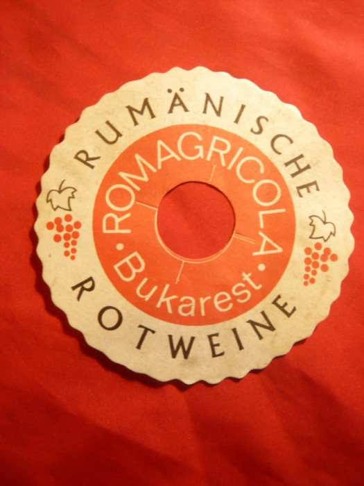 Eticheta veche -Reclama in limba germana la Vin Rosu Romania