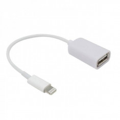 Cablu adaptor OTG USB-lightning 8 pini pentru iphone si ipad, alb foto