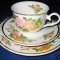 122A-Set servit cafea-ceai 1 persoana portelan desing floral cu trandafiri.