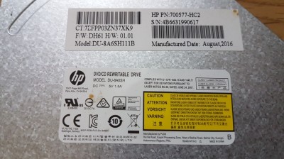 UNITATE OPTICA DVD DVD-RW HP 15 15-BA ORIGINALA MODEL DU-8A6SH 08.2016 foto