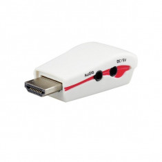 Adaptor HDMI la VGA full HD 1080P cu audio si port incarcare + cablu audio si incarcare, alb foto