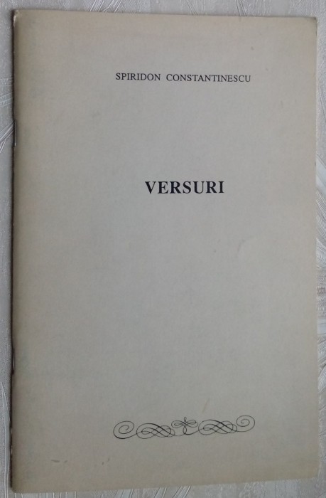 SPIRIDON CONSTANTINESCU - VERSURI (1974-1976/1991) [PRINTED IN CANADA, 1992]