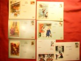 Set 7 Ilustrate -Felicitari cu Pitici 2001-2002, Necirculata, Printata