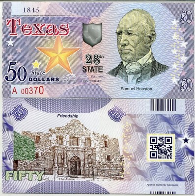 !!! SUA = FANTASY NOTE = TEXAS - 2017 - UNC / AL 28 - LEA STAT / POLIMER foto