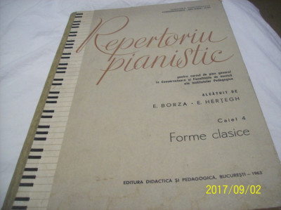 repertoriu pianistic- caiet 4- forme clasice- e. borza-e hertegh- 1963 foto