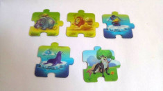 Lot 5 magneti in forma de piesa puzzle cu imagini 3D desene animate, suprize foto