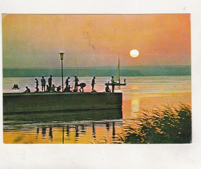 bnk cp Mamaia - Apus de soare pe Siutghiol - circulata foto