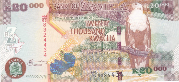 Bancnota Zambia 20.000 Kwacha 2011 - P47g UNC