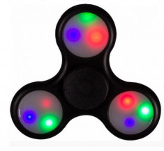 Jucarie antistres OEM Fidget Spinner Plastic cu LED Black foto