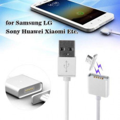 Cablu Incarcare Si Sincronizare Date Samsung LG Sony Huawei Magnetic Alb foto