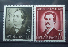 Romania 1939 - MIHAI EMINESCU, serie nestampilata, R8 foto